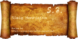 Simig Henrietta névjegykártya